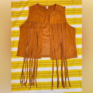 Tan Fringe Vest